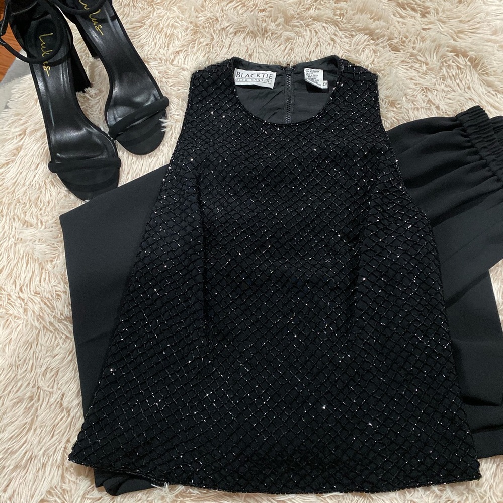 Black beaded formal top